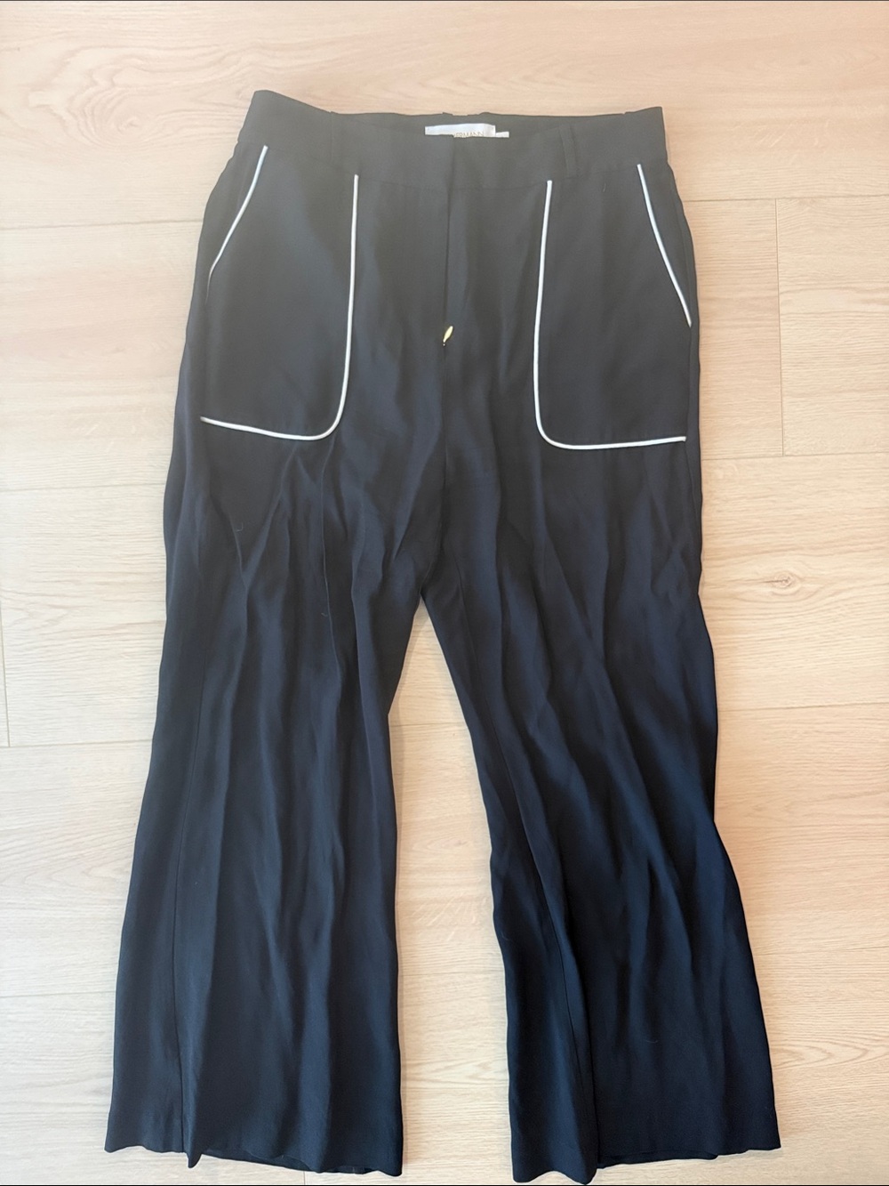 Zimmermann Black Pants with White Piping